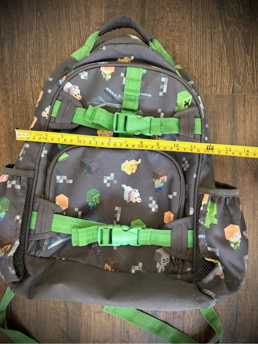 Pottery Barn Kids Black Minecraft Pixel Character Backpack with Green Accents